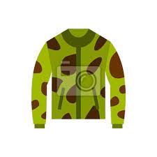Camouflage Jacket Icon In Flat Style