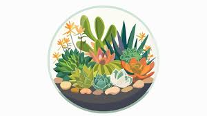 Circular Succulent Terrarium Flat Icon