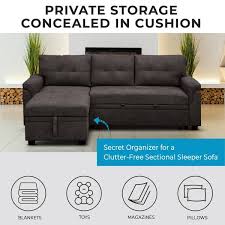 Naomi Home Jenny Tufted Sectional Sofa Sleeper With Storage Chaise Color Espresso Fabric Velvet