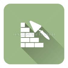 Building Wall Flat Icon With Long