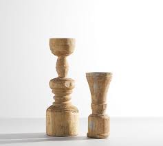 Ava Natural Wood Pillar Candleholder