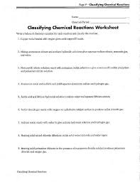 Classifying Chemical Reactions Lab
