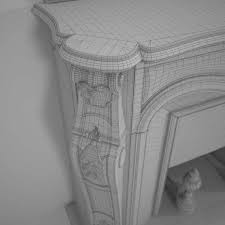 Antique French Marble Fireplace 3d