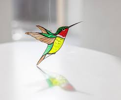 Stained Glass Hummingbird Set Window