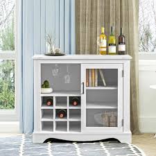 White Wood Buffet Bar Cabinet