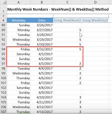 Excel Reset Week Number Every Month