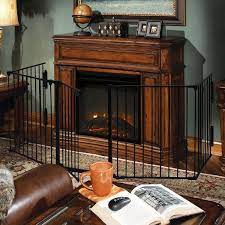 Foldable Black Metal Fireplace Fence