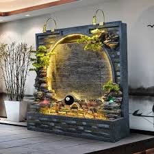 Black Carved Stone Indoor Wall