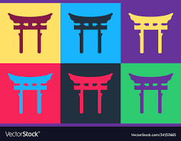 Pop Art Japan Gate Icon Isolated On