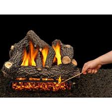 American Gas Log Cheyenne Glow 24 In Vented Natural Gas Fireplace Log Set With Complete Kit Match Lit