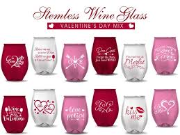 12 Stemless Valentines Wine Glasses