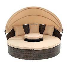 Wicker Outdoor Day Bed With Lift Coffee