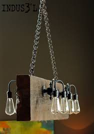 reclaimed wood beam chandelier rustic