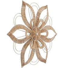 Rattan Brown Daisy Fl Wall Decor With Metal Wire
