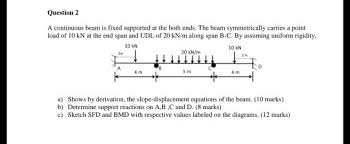 solved question 2 a continuous beam is