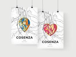 Cosenza Italy Minimal Art Map With A
