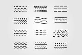 Set Of Line Water Waves Icon Sign