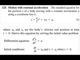 125 Motion With Constant Acceleration