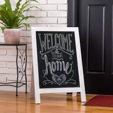 Glitzhome Farmhouse Wood Chalkboard Hanging Or Standing Decor White