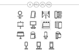 Outdoors Advertising Icons Set 4