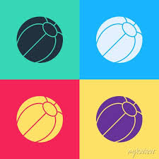 Pop Art Beach Ball Icon Isolated On