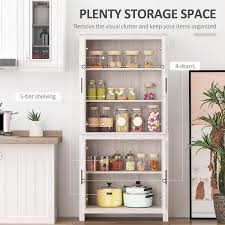 Homcom 64 4 Door Kitchen Pantry Freestanding Storage Cabinet With 3 Adjustable Shelves For Kitchen Dining Or Living Room White