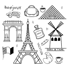 Traveling Paris France Doodle Drawing