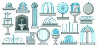 Fountain Cartoon Set Icon Ilration