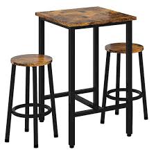 Bar Table Set With 2 Round Bar Stools