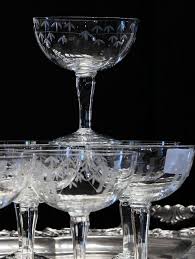 10 X Vintage Crystal Champagne Glasses