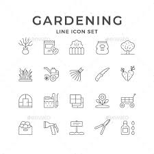 Set Line Icons Of Gardening