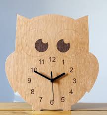 Wooden Owl Wall Clock Israel