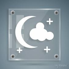 White Moon And Stars Icon Isolated On