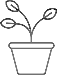 Plant Pot Icon In Black Line Art