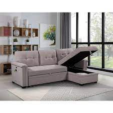 Storage Chaise And Pocket In Light Gray