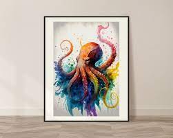 Print Octopus Painting Wall Art Decor