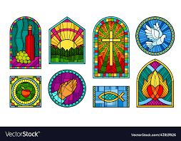 Stained Glass Church Windows Set