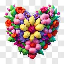 Colorful Flower Heart Png