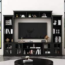 Fufu Gaga Black Wood Tv Stand Fits Tv S