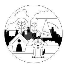 Dog Puppy Mascot With Pet House In