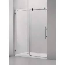 Vanity Art 76 In H X 60 In W Frameless Sliding Shower Door In Chrome With Clear Tempered Glass