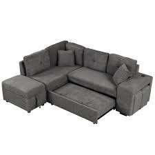 Sleeper Chenille Sectional Sofa Bed