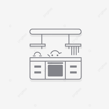 Kitchen Vector Line Icon And White