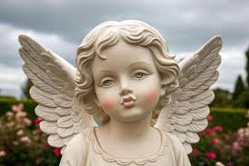 Cherubic Angel Statue Blows Kiss Amid