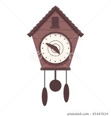 Wall Cuckoo Clock Icon Cartoon Vector