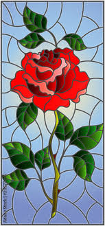 Stained Glass Style Flower Of Red Rose