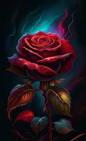 Red Rose Flower On Dark Background