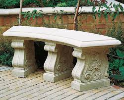 Curved 60 Inch Stone Garden Bench Seat Color Coade