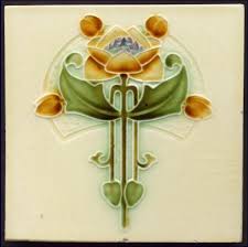 Art Nouveau Majolica Tile Date 1911