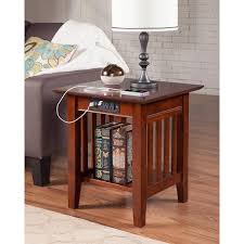 Atlantic Furniture Mission Charger End Table Walnut